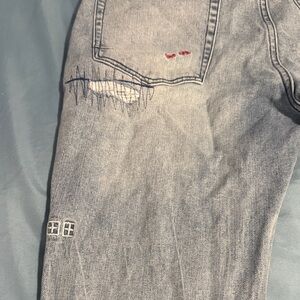 Ksubi Men's Gray Jeans with Blue Stitching